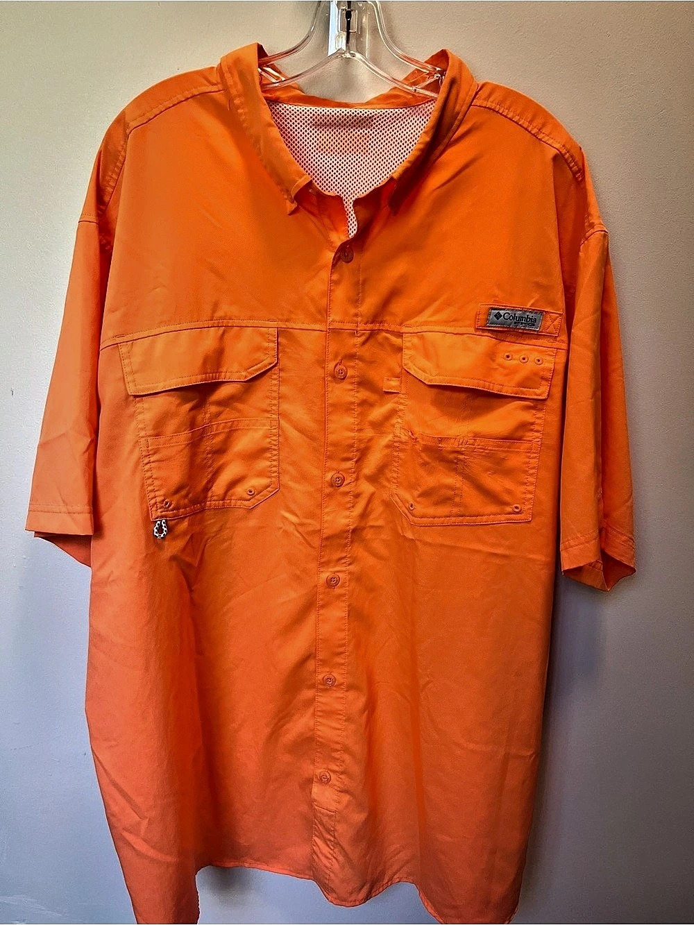 Columbia PFG Tamiami II Short Sleeve Shirt Orange Fishing Shirt